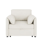 Convertible Sofa Bed, 3-in-1 Sleeper Chair with Adjustable Backrest and Thick Cushions, Linen Fabric