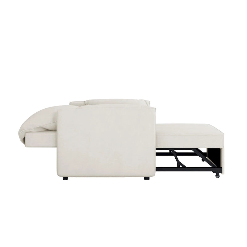 Convertible Sofa Bed, 3-in-1 Sleeper Chair with Adjustable Backrest and Thick Cushions, Linen Fabric