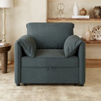 Convertible Sofa Bed, 3-in-1 Sleeper Chair with Adjustable Backrest and Thick Cushions, Linen Fabric