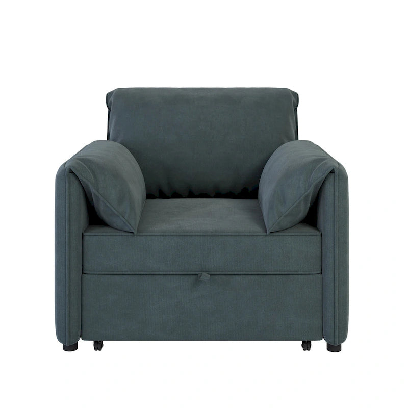 Convertible Sofa Bed, 3-in-1 Sleeper Chair with Adjustable Backrest and Thick Cushions, Linen Fabric