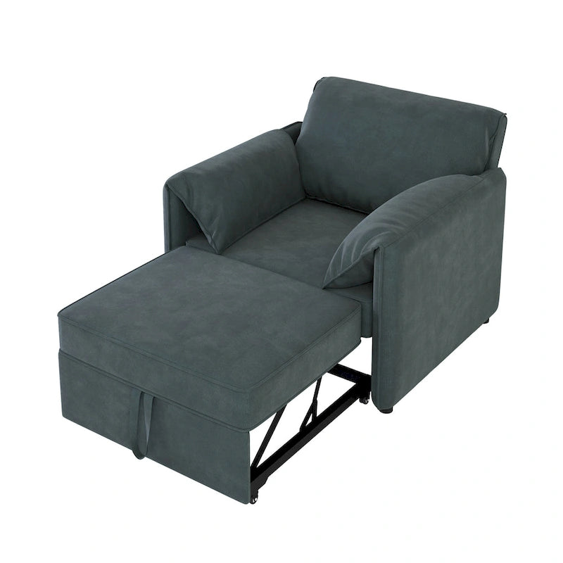 Convertible Sofa Bed, 3-in-1 Sleeper Chair with Adjustable Backrest and Thick Cushions, Linen Fabric