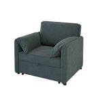 Convertible Sofa Bed, 3-in-1 Sleeper Chair with Adjustable Backrest and Thick Cushions, Linen Fabric