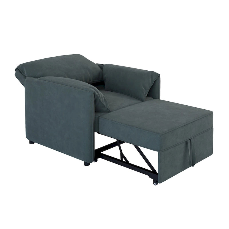 Convertible Sofa Bed, 3-in-1 Sleeper Chair with Adjustable Backrest and Thick Cushions, Linen Fabric