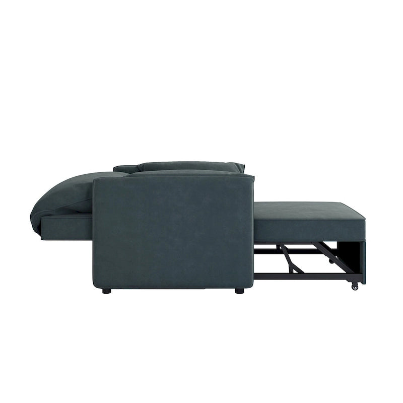 Convertible Sofa Bed, 3-in-1 Sleeper Chair with Adjustable Backrest and Thick Cushions, Linen Fabric