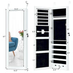 Wall Mounted Mirrored Jewelry Cabinet with LED Lights