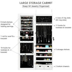 Wall Mounted Mirrored Jewelry Cabinet with LED Lights