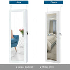 Wall Mounted Mirrored Jewelry Cabinet with LED Lights