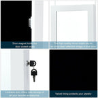 Wall Mounted Mirrored Jewelry Cabinet with LED Lights