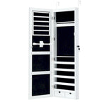 Wall Mounted Mirrored Jewelry Cabinet with LED Lights