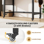 Rolling Computer Desk with Metal Frame (1/2/4 PCS)
