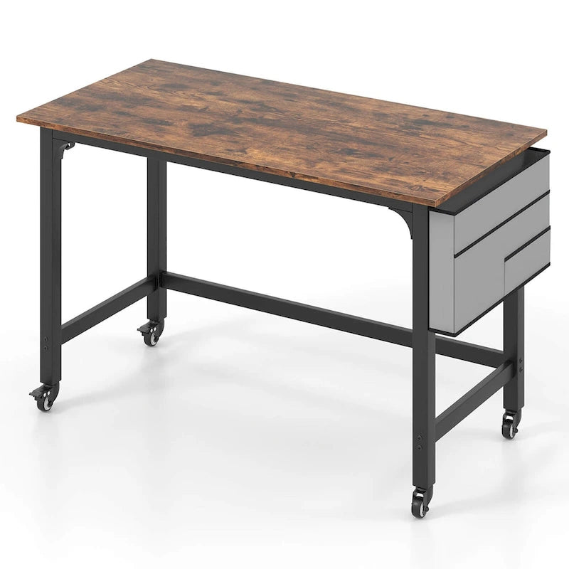 Rolling Computer Desk with Metal Frame (1/2/4 PCS)