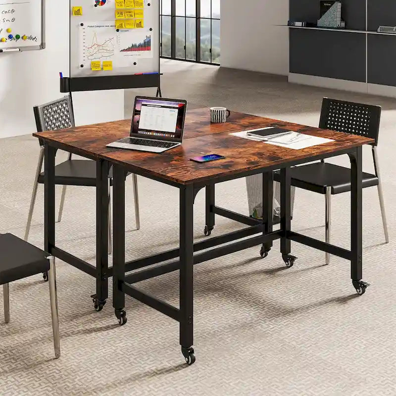 Rolling Computer Desk with Metal Frame (1/2/4 PCS)