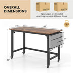 Rolling Computer Desk with Metal Frame (1/2/4 PCS)