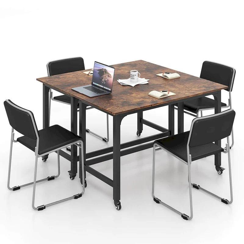 Rolling Computer Desk with Metal Frame (1/2/4 PCS)