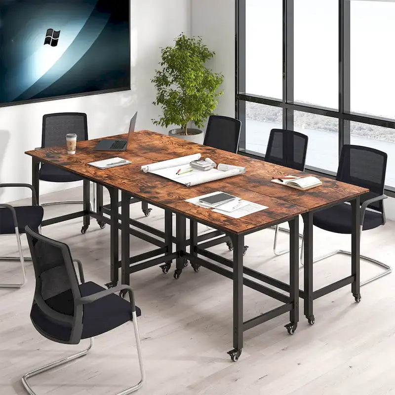 Rolling Computer Desk with Metal Frame (1/2/4 PCS)