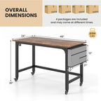 Rolling Computer Desk with Metal Frame (1/2/4 PCS)