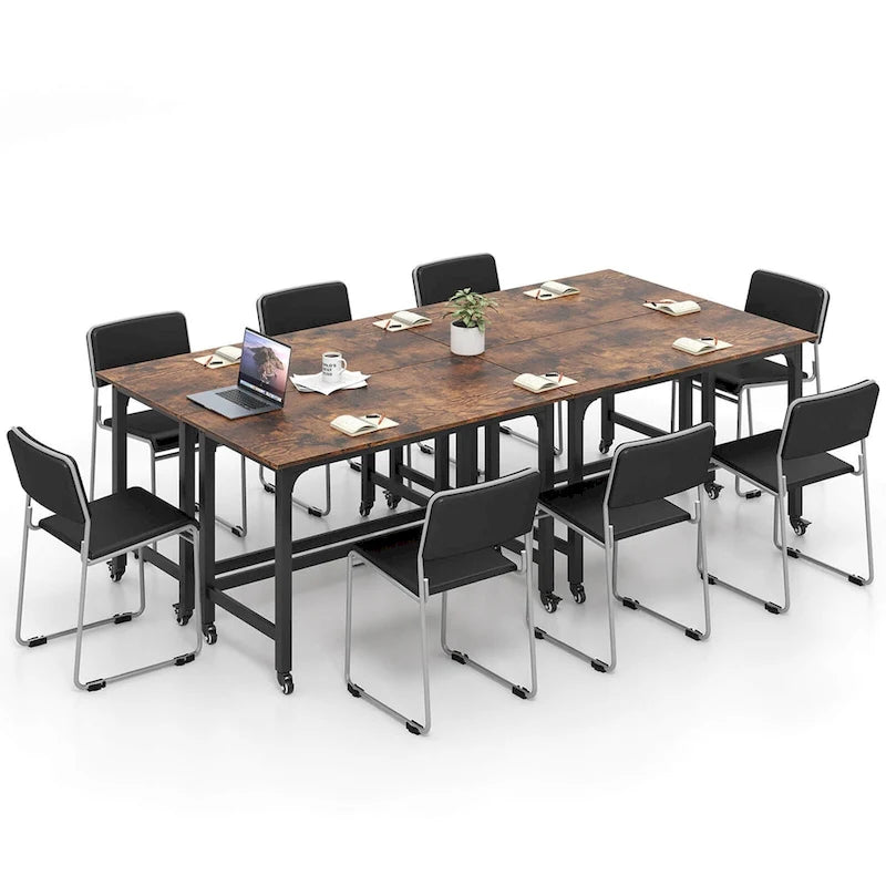 Rolling Computer Desk with Metal Frame (1/2/4 PCS)