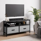 TV Stand with Dresser Drawers and Open Shelves, Fits TVs up to 55 Inches