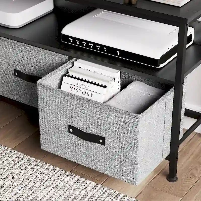 TV Stand with Dresser Drawers and Open Shelves, Fits TVs up to 55 Inches