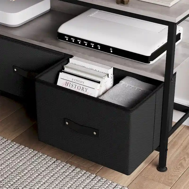 TV Stand with Dresser Drawers and Open Shelves, Fits TVs up to 55 Inches