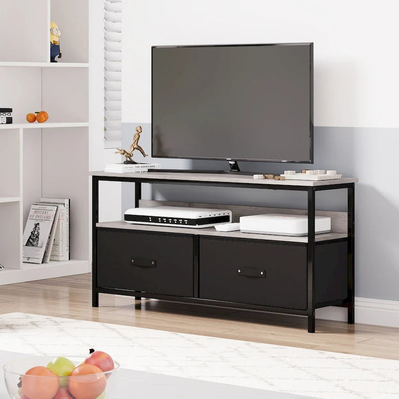 TV Stand with Dresser Drawers and Open Shelves, Fits TVs up to 55 Inches