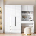 3-Door Wardrobe with Integrated Desk and Storage Drawers
