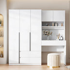 3-Door Wardrobe with Integrated Desk and Storage Drawers