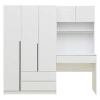3-Door Wardrobe with Integrated Desk and Storage Drawers