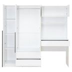 3-Door Wardrobe with Integrated Desk and Storage Drawers