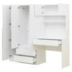 3-Door Wardrobe with Integrated Desk and Storage Drawers