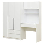 3-Door Wardrobe with Integrated Desk and Storage Drawers