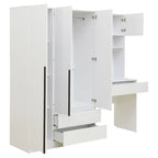 3-Door Wardrobe with Integrated Desk and Storage Drawers