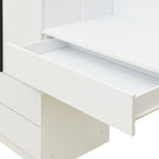 3-Door Wardrobe with Integrated Desk and Storage Drawers