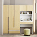 3-Door Wardrobe with Integrated Desk and Storage Drawers
