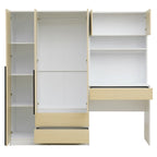 3-Door Wardrobe with Integrated Desk and Storage Drawers