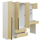 3-Door Wardrobe with Integrated Desk and Storage Drawers