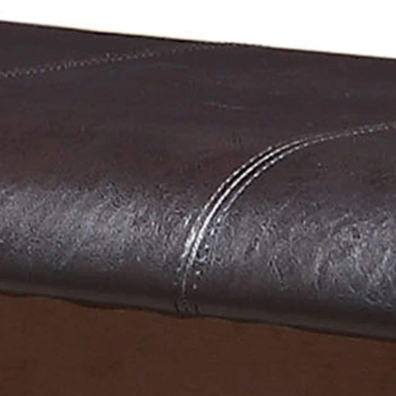 Counter Height Bench with Leatherette Seat, Brown and Black