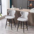 Swivel Bar Stools Set of 2, Upholstered Counter Stools with Metal Legs