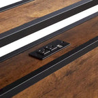 King Size Metal Platform Bed Frame with Wooden Headboard and LED Lights