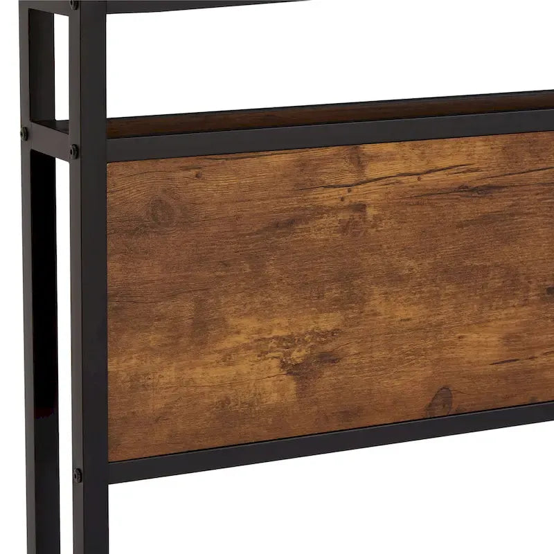 King Size Metal Platform Bed Frame with Wooden Headboard and LED Lights