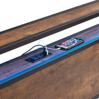 King Size Metal Platform Bed Frame with Wooden Headboard and LED Lights