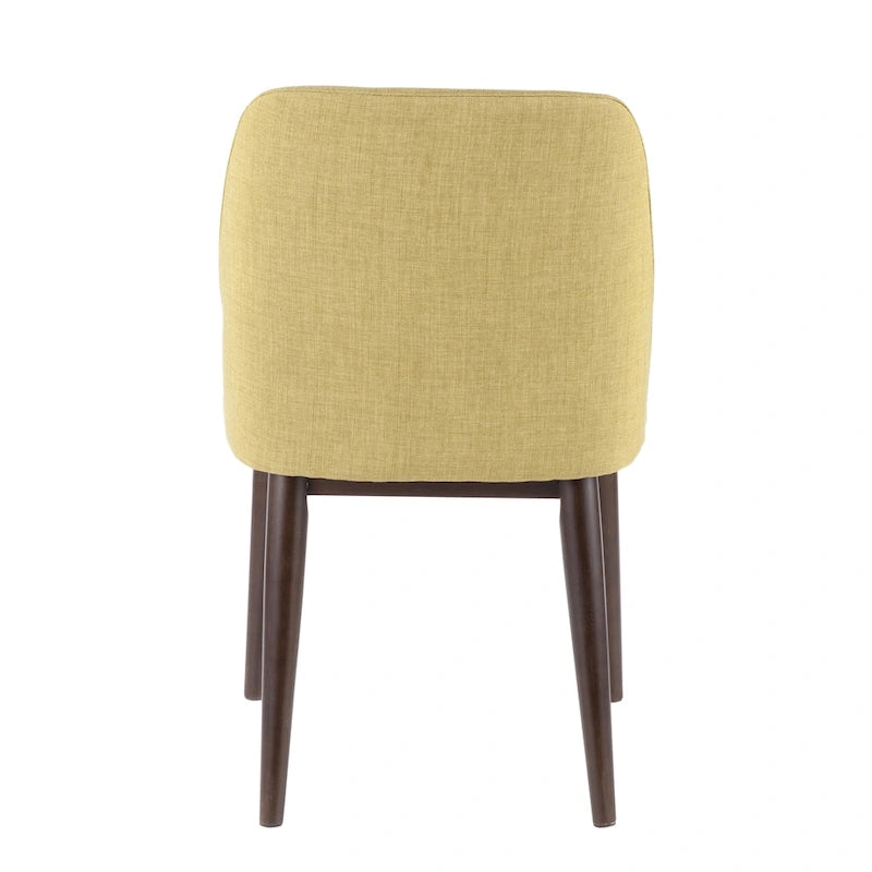 Mid-Century Dining Chairs Set of 2 – Green Polyester, Wood Frame