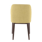 Mid-Century Dining Chairs Set of 2 – Green Polyester, Wood Frame