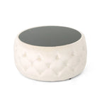 Velvet Ottoman Coffee Table with Tempered Glass Top
