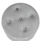 Button Tufted Velvet Round Ottoman with Metal Base