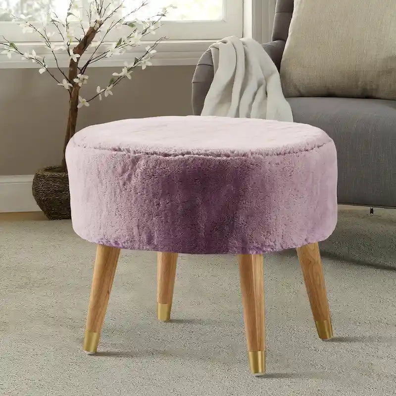 Heavy Faux Fur Oval Ottoman