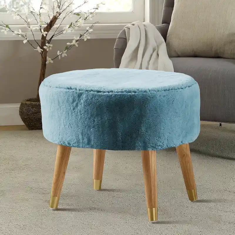 Heavy Faux Fur Oval Ottoman