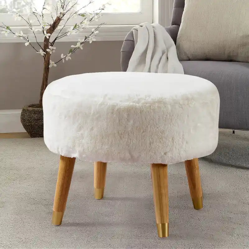 Heavy Faux Fur Oval Ottoman