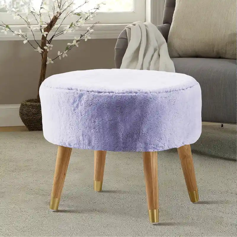 Heavy Faux Fur Oval Ottoman