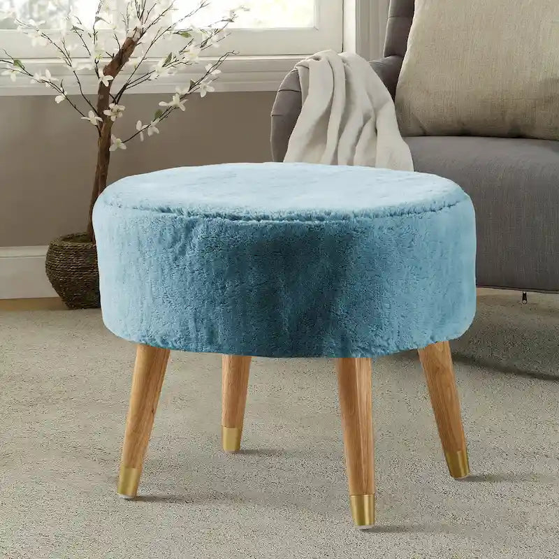 Heavy Faux Fur Oval Ottoman